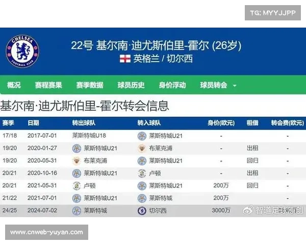 切尔西19岁中场霍尔租借至水晶宫附带强制买断条款